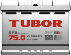Аккумулятор автомобильный TUBOR EFB 75ah 6СТ-75.0 VL