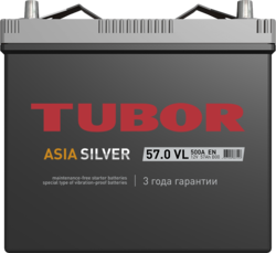 Аккумулятор автомобильный TUBOR ASIASILVER 57ah 6СТ-57.0 VL B00
