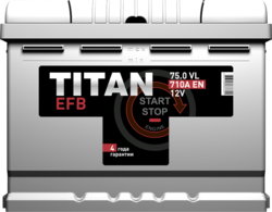 Аккумулятор автомобильный TITAN EFB 75ah 6СТ-75.0 VL