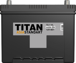 Аккумулятор автомобильный TITAN ASIA STANDART 72ah 6СТ-72.1 VL B01
