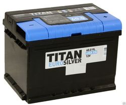 Аккумулятор автомобильный TITAN EUROSILVER 60ah 6СТ-60.0 VL (низк)