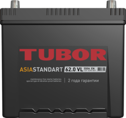 Аккумулятор автомобильный TUBOR ASIA STANDART 62ah 6СТ-62.0 VL B01