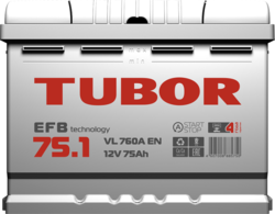 Аккумулятор автомобильный TUBOR EFB 75ah 6СТ-75.1 VL