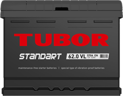 Аккумулятор автомобильный TUBOR STANDART 62ah 6СТ-62.0 VL