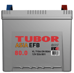 Аккумулятор автомобильный TUBOR ASIA EFB 80ah 6СТ-80.0 VL B01