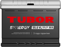 Аккумулятор автомобильный TUBOR SYNERGY 55ah 6СТ-55.0 VL